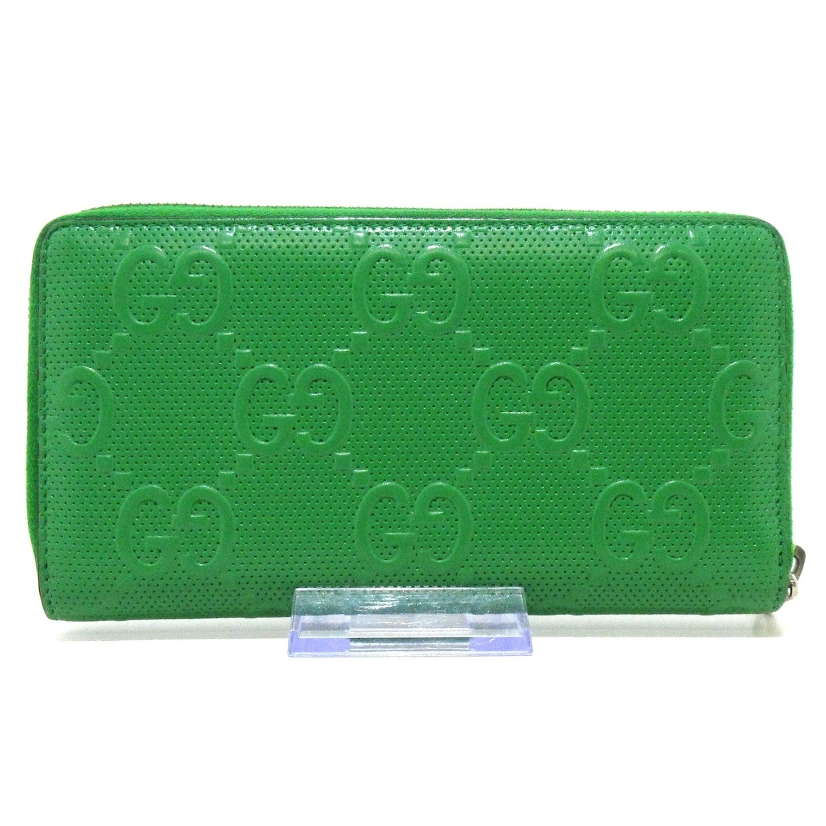 Gucci Leather Green Gg Embossed Wallet